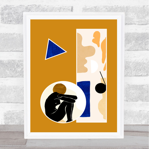 Abstract Style Modern Art Body Mustard and Triangle Wall Art Print