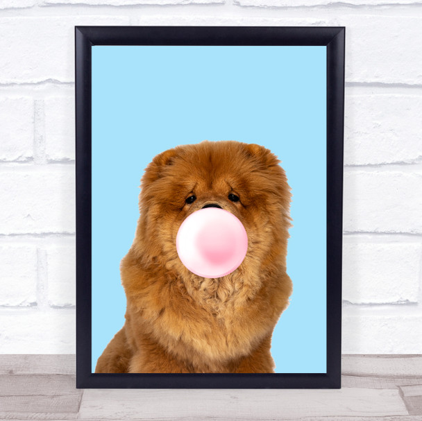 Chow Chow Colour Dog Blue Pink Gum Wall Art Print