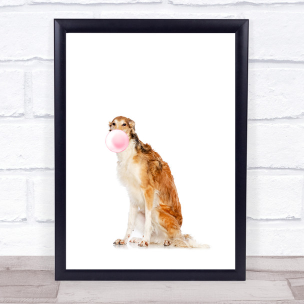 Dog Borzoi Bubblegum Wall Art Print