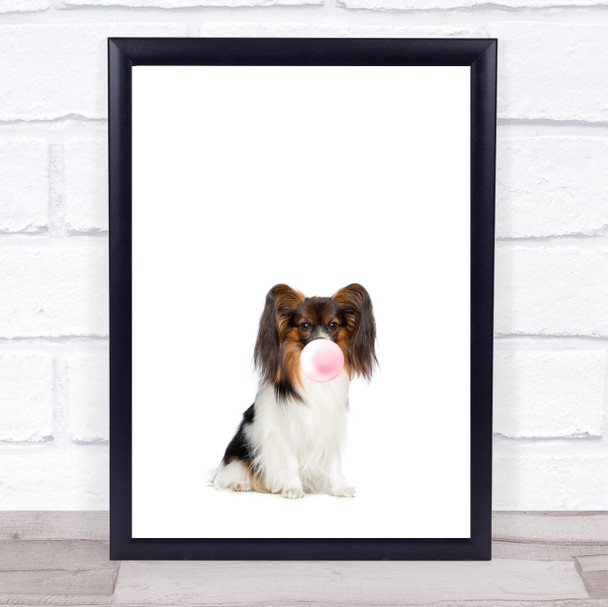 Dog Continental Toy Spaniel Papillon Bubblegum Wall Art Print