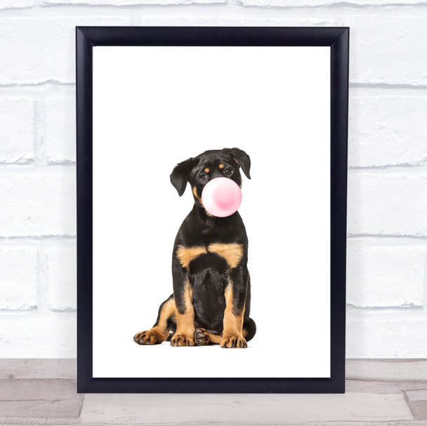 Dog Rottweiler Bubblegum Wall Art Print