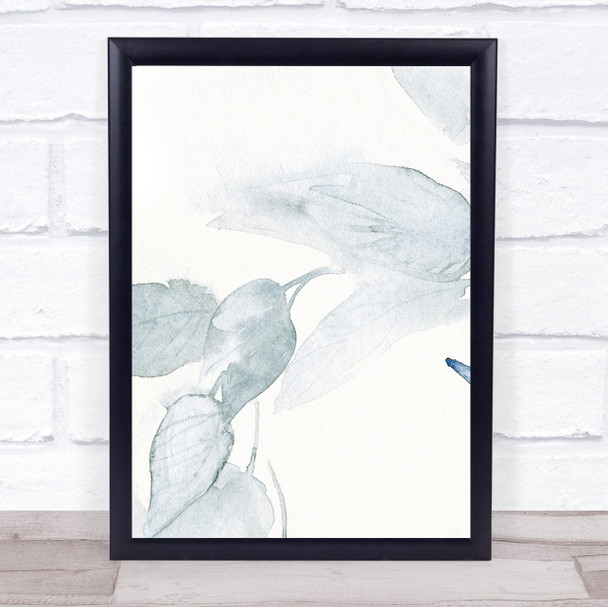 Blue Leaves In Watercolour Close Washed Wall Art Print