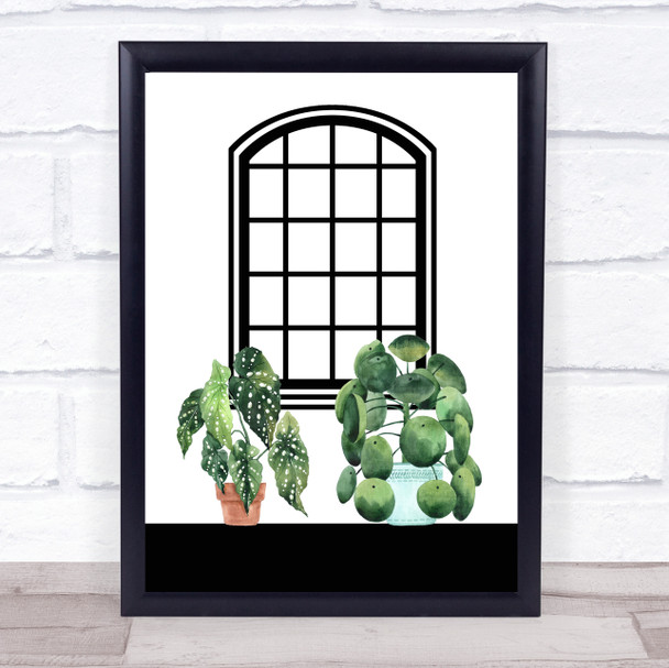 Watercolour Plants Window Wall Art Print