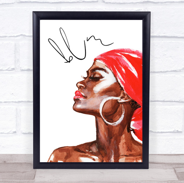 Black Lives Matter Beautiful African Lady Red Scarf Wall Art Print