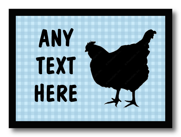 Chequered Chicken Hen Blue Personalised Computer Mousemat