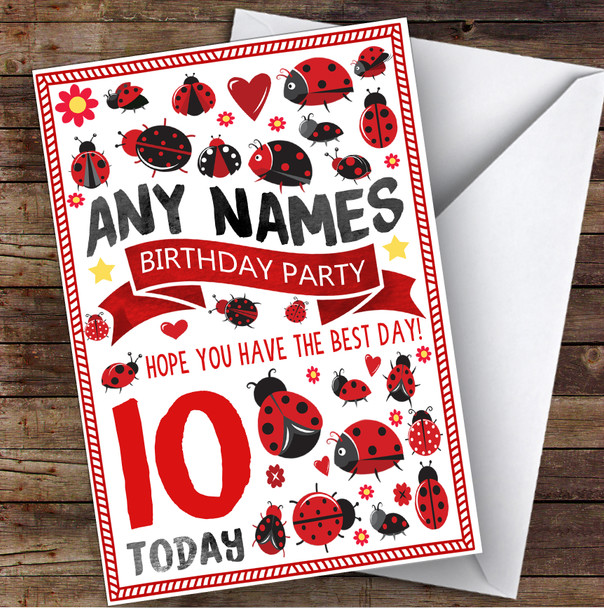 Ladybirds & Ladybugs Any Age & Name Personalised Children's Birthday Card
