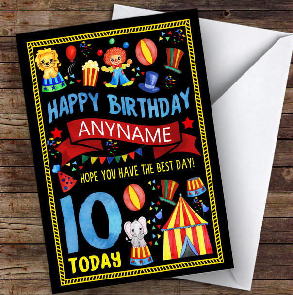 Black Kids Circus Carnival Clown Any Age & Name Children's Birthday Card