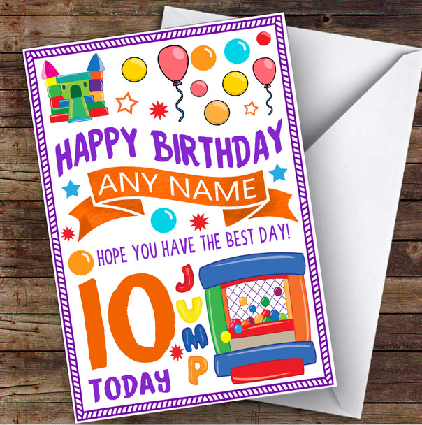 Jump Bouncy Castle Any Age & Name Personalised Children's Birthday Card