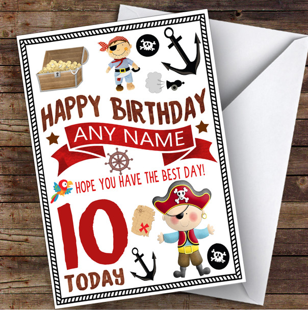 Pirate & Treasure Any Age & Name Personalised Children's Birthday Card