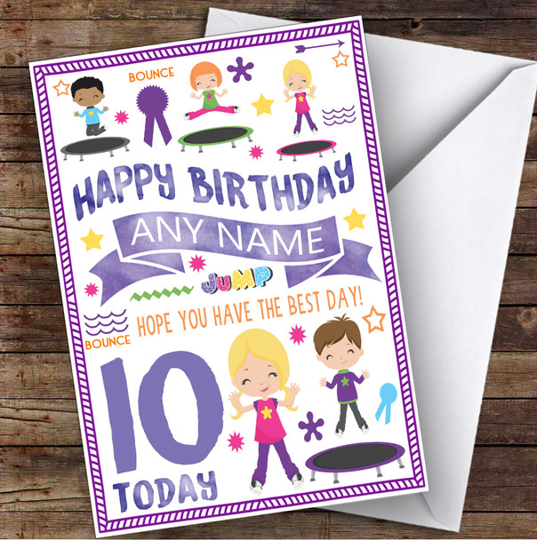 Trampoline Bounce Any Age & Name Personalised Children's Birthday Card