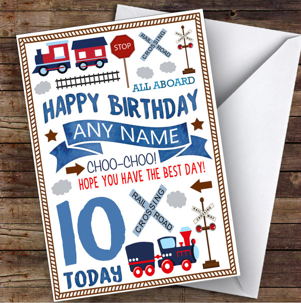 Train & Railway Any Age & Name Personalised Children's Birthday Card