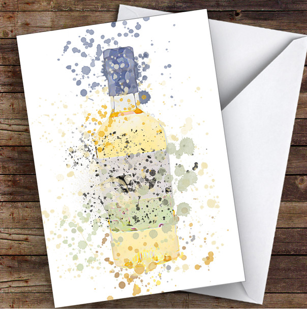 Watercolour Splatter Scottish Elderflower Gin Bottle Personalised Birthday Card