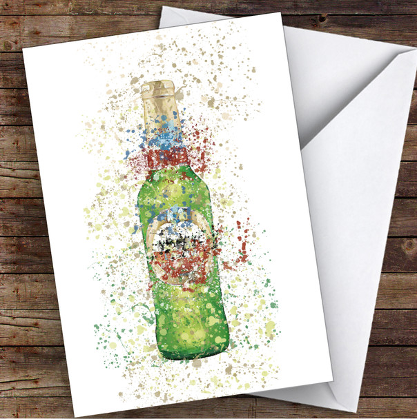 Watercolour Splatter Dutch Lager Bottle Any Occasion Personalised Birthday Card