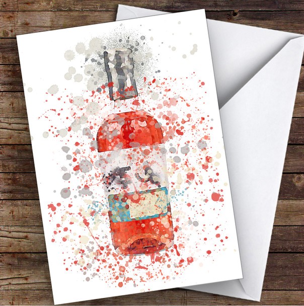 Watercolour Splatter Scottish Raspberry Gin Bottle Personalised Birthday Card
