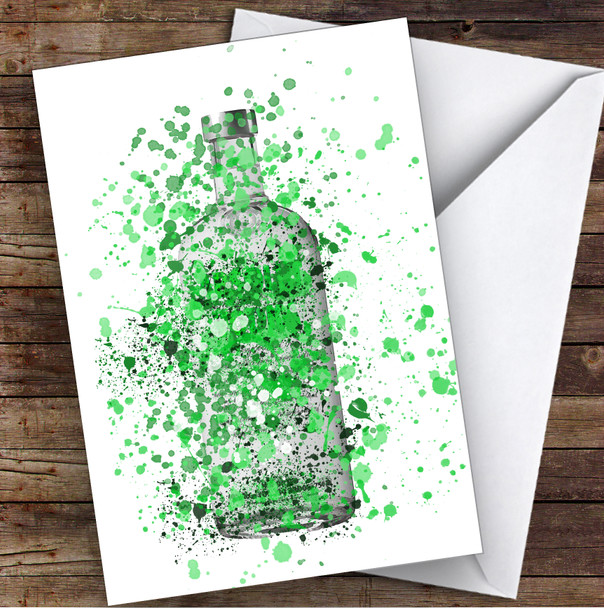 Watercolour Splatter Absolutely Lime Vodka Bottle Personalised Birthday Card