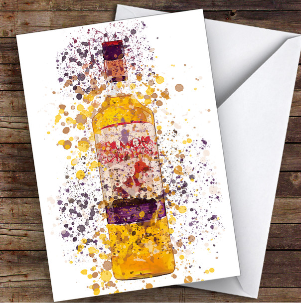 Watercolour Splatter Scottish Bird Whiskey Bottle Personalised Birthday Card