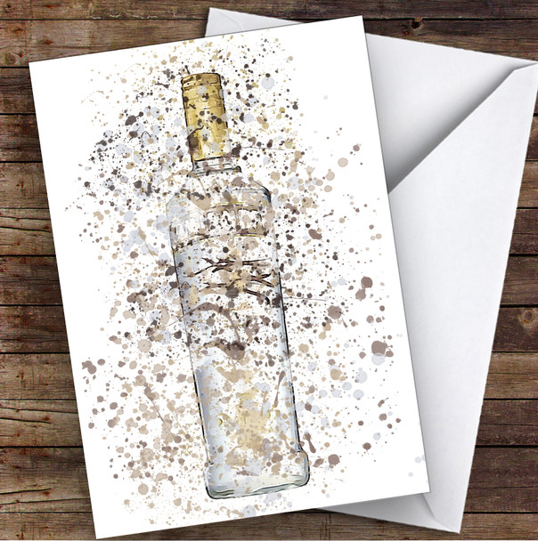 Watercolour Splatter Winner Vanilla Vodka Bottle Personalised Birthday Card