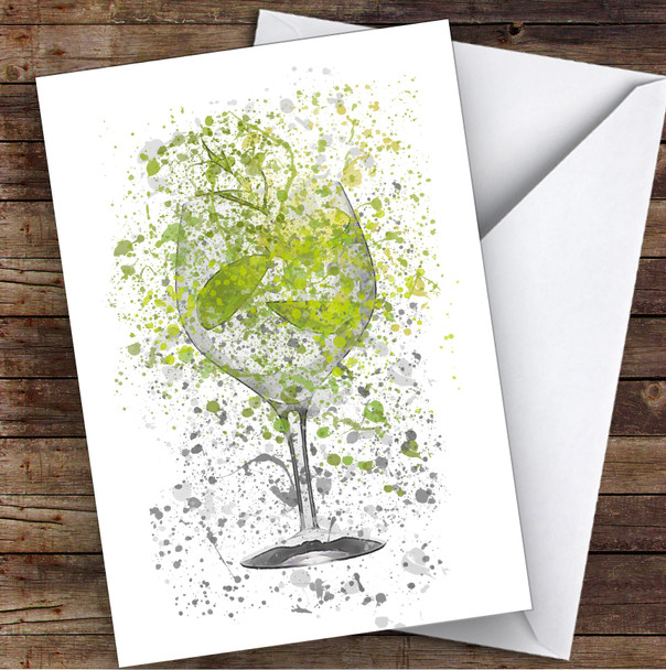 Watercolour Splatter Gin & Tonic With Lime Glass Personalised Birthday Card