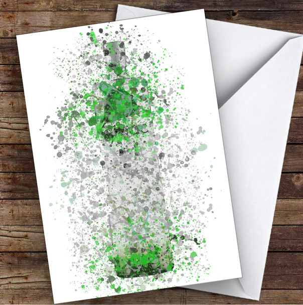 Watercolour Splatter French Frost Vodka Bottle Apple Green Birthday Card