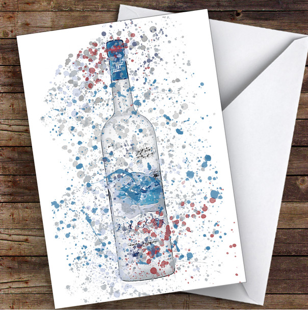 Watercolour Splatter French Bird Vodka Bottle Personalised Birthday Card