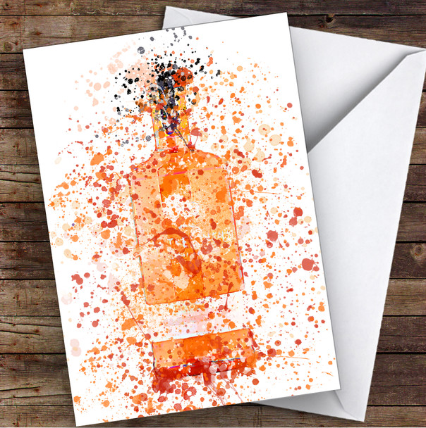 Watercolour Splatter Blood Orange Gin Bottle Personalised Birthday Card
