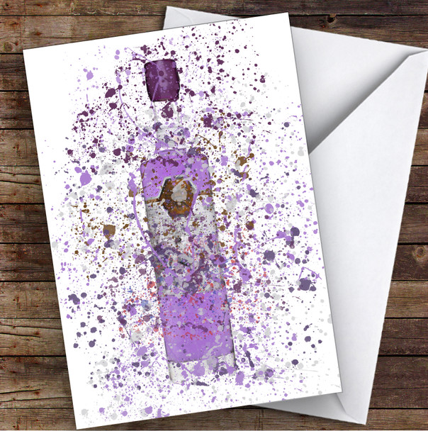 Watercolour Splatter Sweet Violet Gin Bottle Decorative Birthday Card