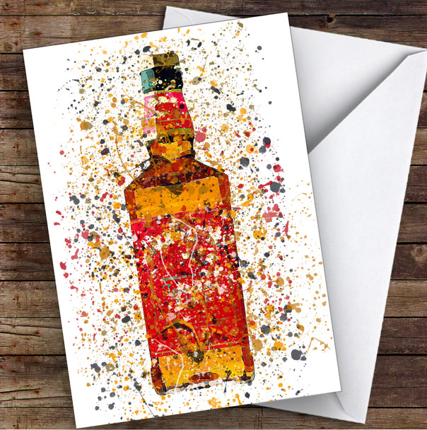 Watercolour Tennessee Fire Jack Cinnamon Whiskey Bottle Birthday Card