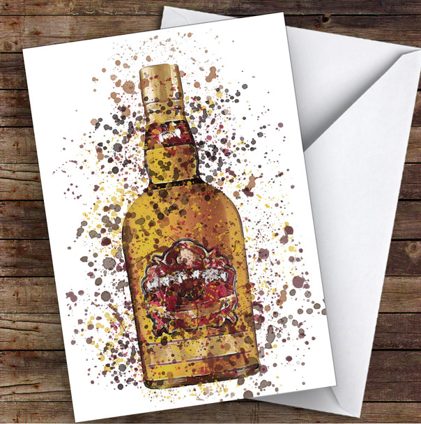 Watercolour Splatter Royal Whiskey Bottle Personalised Birthday Card