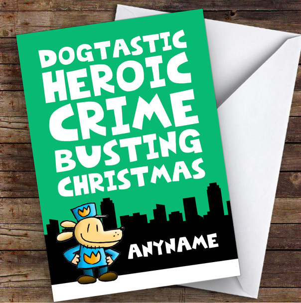 Dogman Heroic Crime-Busting Christmas Personalised Children's Christmas Card