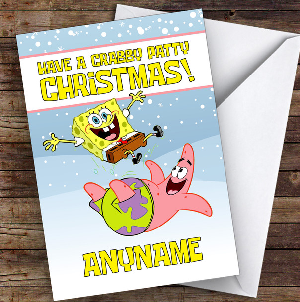 SpongeBob Crabby Patty Christmas Personalised Children's Christmas Card