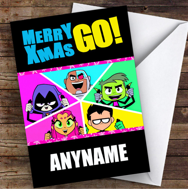 Teen Titans Merry Xmas Go! Personalised Children's Christmas Card