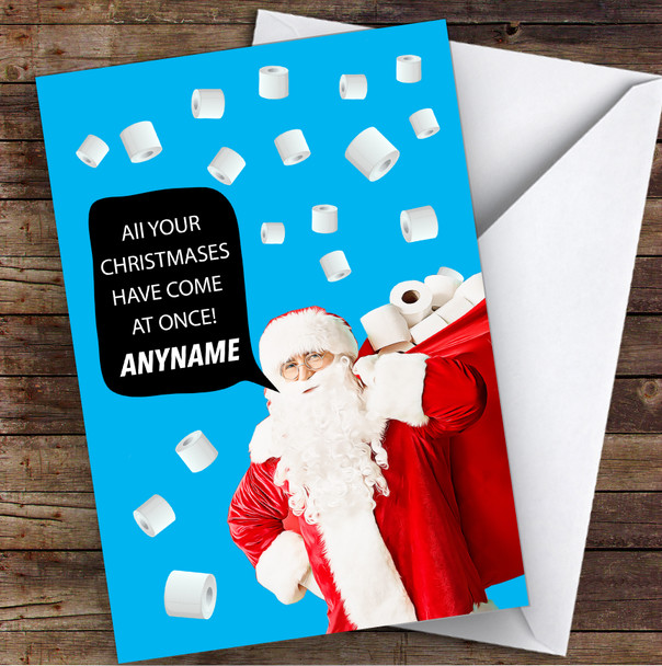 Funny Corona Toilet Roll Panic Buyer Lockdown Personalised Christmas Card