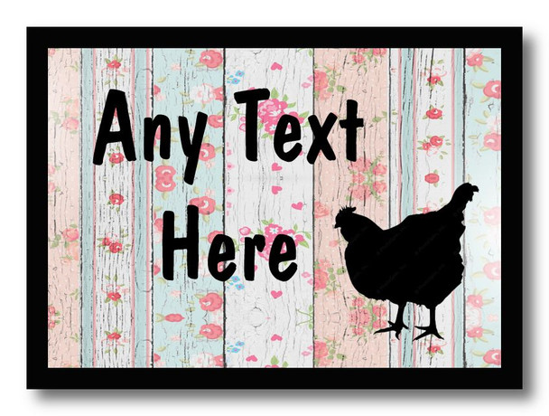 Chicken Hen Shabby Wood Personalised Computer Mousemat