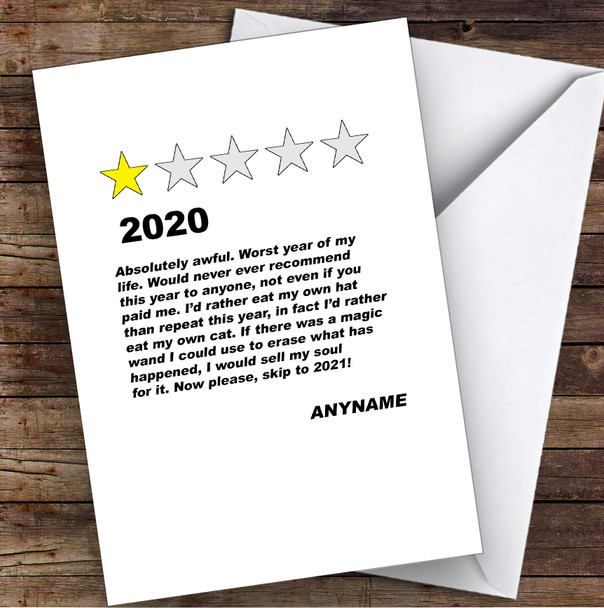 Funny Corona 1 Star Review 2020 Lockdown Personalised Christmas Card