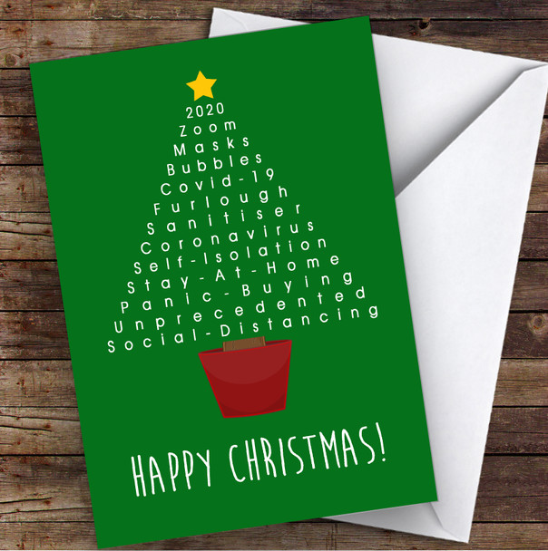 Funny Corona Buzz Word Tree Lockdown Personalised Christmas Card