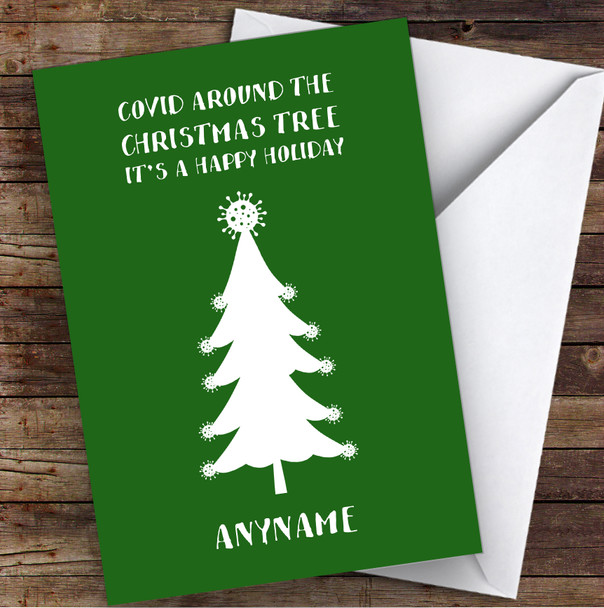 Funny Covid Around The Christmas Tree Lockdown Christmas Card