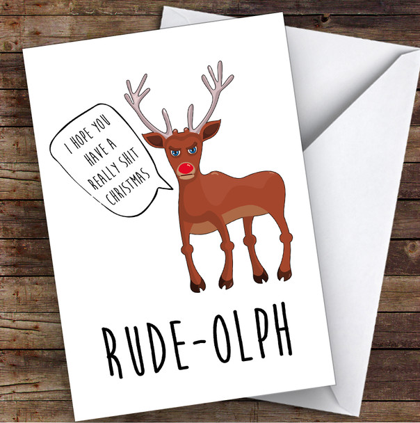 Funny Joke Rude Olph Joke Personalised Christmas Card