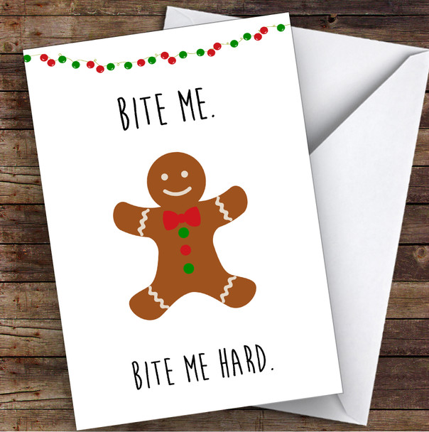 Rude Dirty Bite Me Joke Personalised Christmas Card