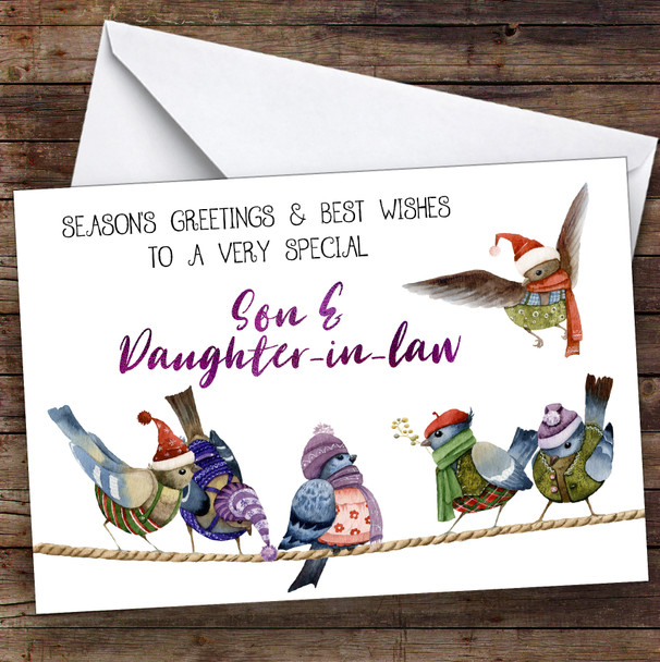 Cute Birds Very Special Son & Daughter-In-Law Personalised Christmas Card