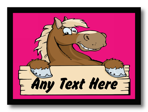 Cartoon Horse Pink Personalised Computer Mousemat