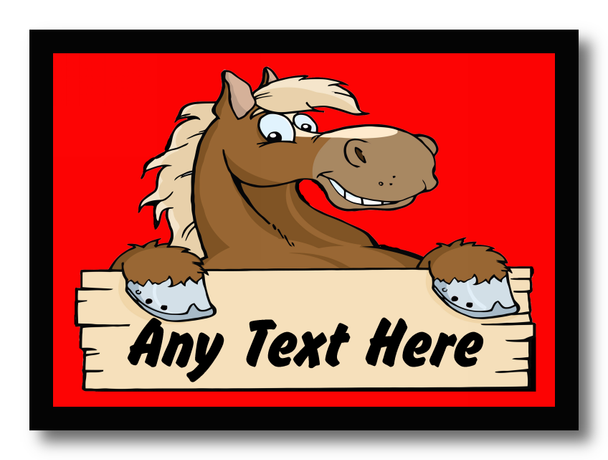 Cartoon Horse Red Personalised Computer Mousemat