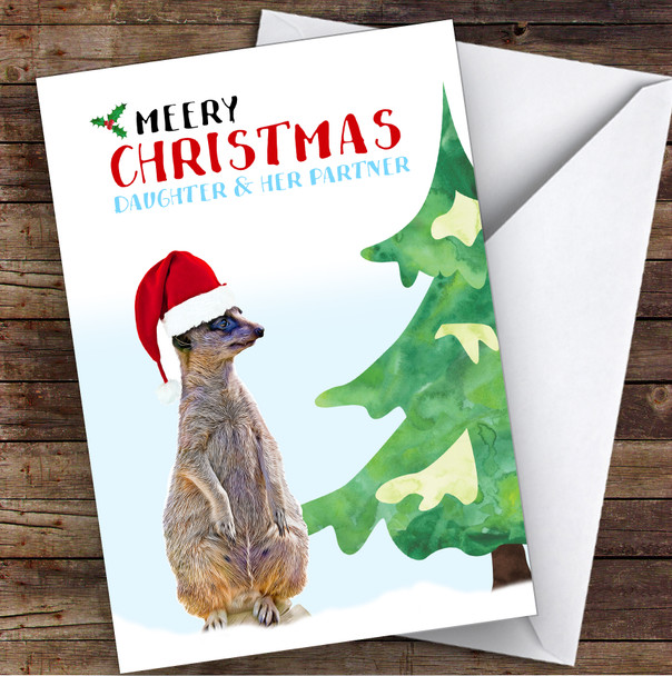 Daughter & Her Partner Meery Christmas Personalised Christmas Card