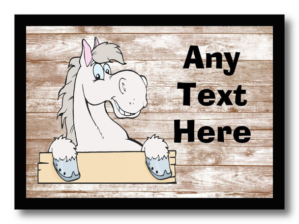 Grey Horse Shabby Personalised Computer Mousemat