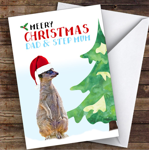 Dad & Step Mum Meery Christmas Personalised Christmas Card