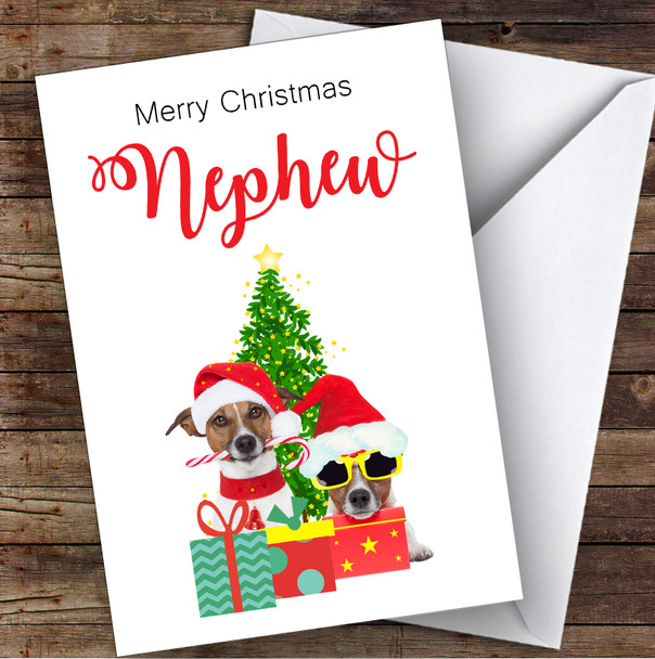 Nephew Christmas Party Dogs Personalised Christmas Card