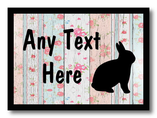 Rabbit Shabby Wood Personalised Computer Mousemat