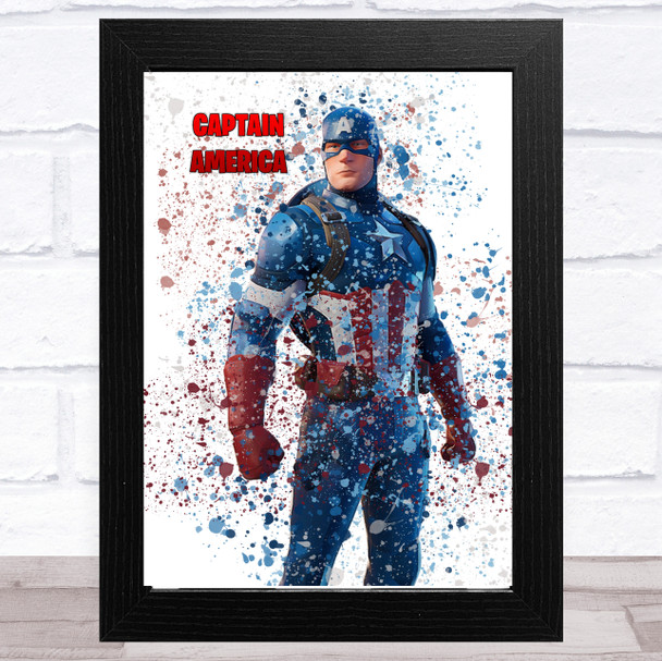 Splatter Art Gaming Fortnite Captain America Kid's Room Children's Art Print