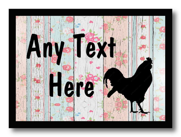 Rooster Chicken Hen Shabby Wood Personalised Computer Mousemat