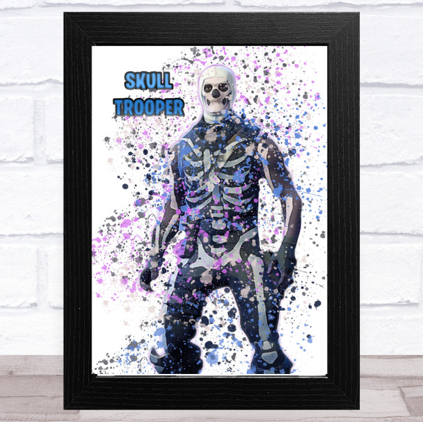 Splatter Art Gaming Fortnite Skull Trooper Kid's Room Children's Wall Art Print