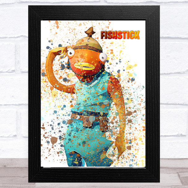 Splatter Art Gaming Fortnite Fishstick Kid's Room Children's Wall Art Print